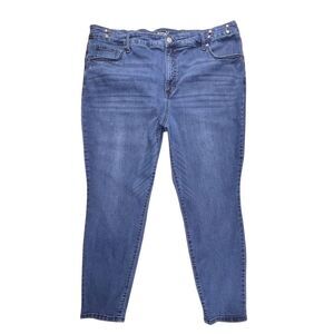 Terra & Sky Jeans 22 Skinny Embellished Studding Comfort Stretch Medium Wash